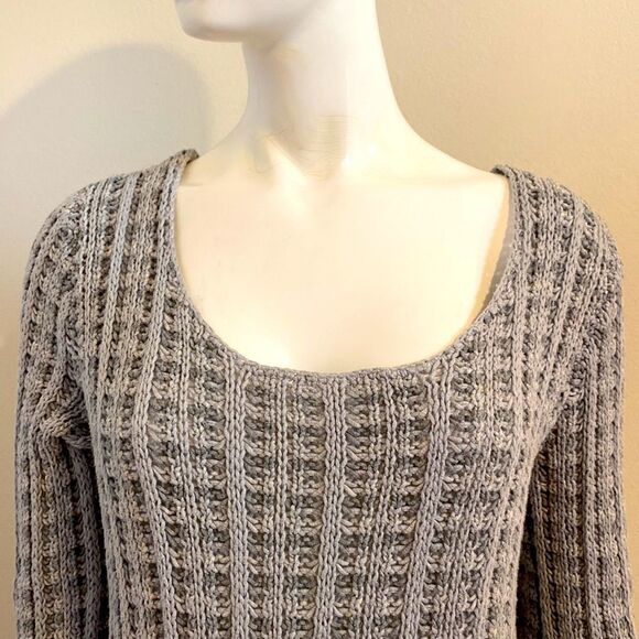 J Jill Sweater Two Tone Gray Scoop Neck  Large - Picture 2 of 7